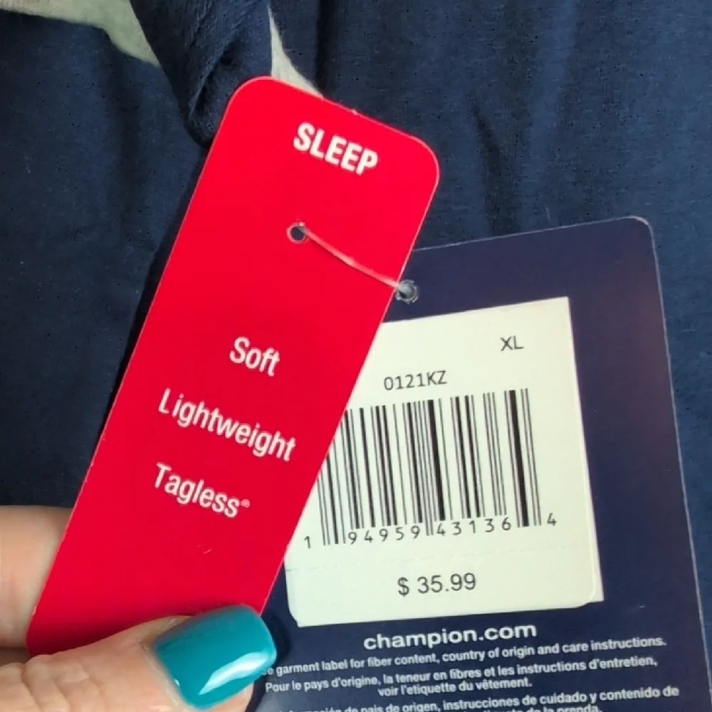 Champion Blue Short Sleeve Tee with Crew Neck and Sporty‎ Style Sleep Shirt. XL. - Picture 6 of 6